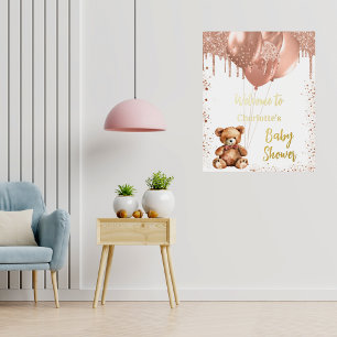 Baby shower teddy bear ballons foil prints