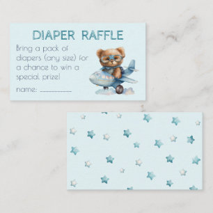 Baby Shower teddy bear blue Diaper Raffle Enclosure Card