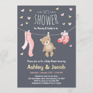 Baby Shower Teddy Bear Invitation Pink Girl shower