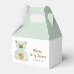 Baby Shower Teddy Bear Mint Green Thank You Favour Box