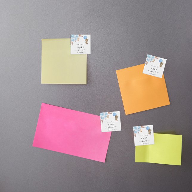 Baby Shower teddy bear pampas grass blue boy Magnet (Creator Uploaded)