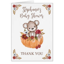 Baby Shower Teddy Bear Pumpkin Fall Thank You