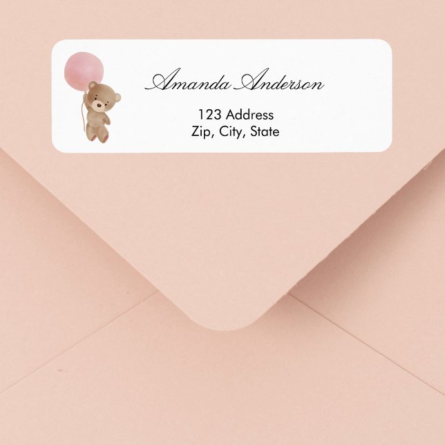 Baby Shower teddy bear return address Label (Creator Uploaded)