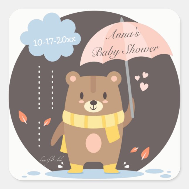 Baby Shower Teddy Bear Sticker (Front)