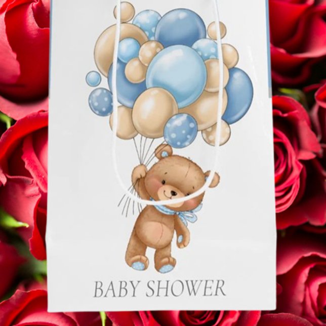 Baby Shower Teddy Bearly Wait Boy gift bag (Celebrate your baby boy with our adorable Teddy Bearly Wait gift bag—perfect for baby showers. )