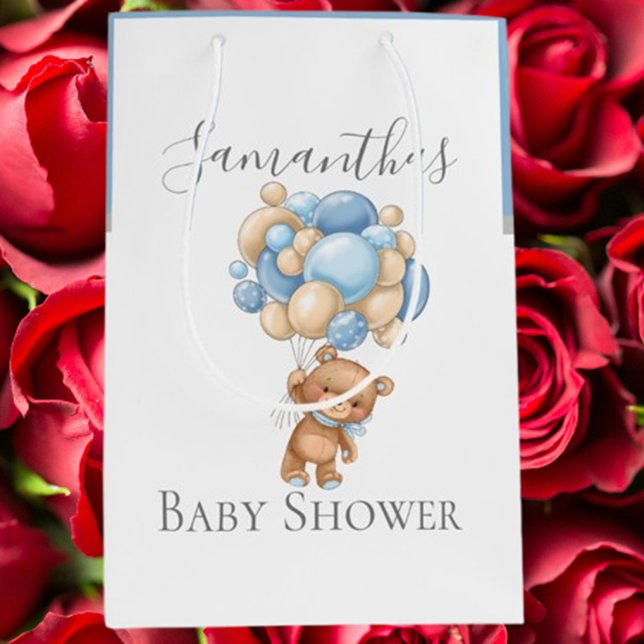 Baby Shower Teddy Bearly Wait BOY Medium Gift Bag (perfect for showers and thoughtful gifting. Make  her day extra special!)