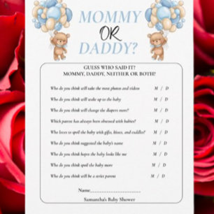 Baby Shower Teddy Blue Mummy or Daddy Invitation