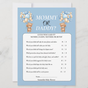 Baby Shower Teddy boy Mummy or Daddy Invitation