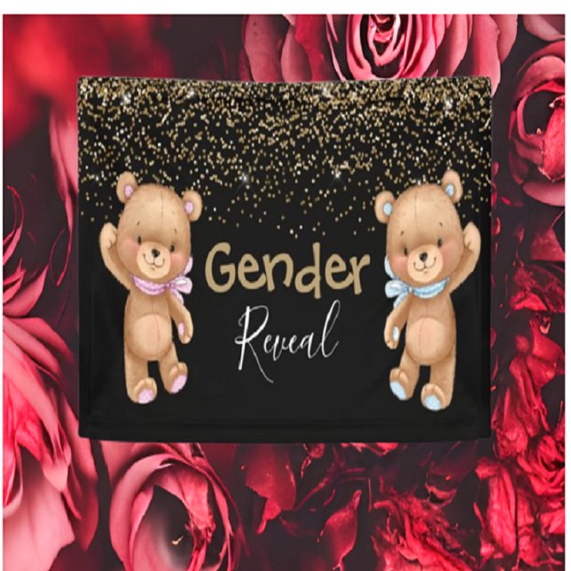 Baby Shower Teddy Gender Reveal Invitation Banner (Baby Shower Gifts Find baby shower gift ideas with Teddy Bear Adventure)