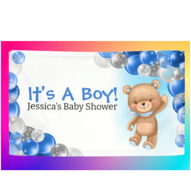 Baby Shower Teddy Its A Boy Banner (Teddy Bear Party Supplies & Decorations. Today's the day the Teddy Bear's have their Parrrty!)