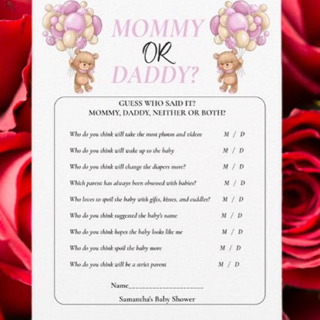 Baby Shower Teddy  Mother to Be. Mummy or Daddy  Invitation (Celebrate your baby shower with our adorable Teddy Pink theme)