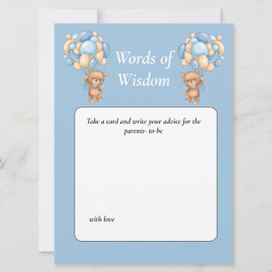Baby Shower Teddy Wisdom Blue  Invitation