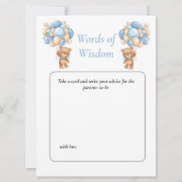 Baby Shower Teddy Wisdom Blue  poker dots