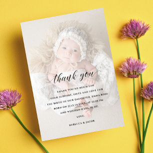 Baby Shower Thank You 2 Sided Photo Faux Vellum Card
