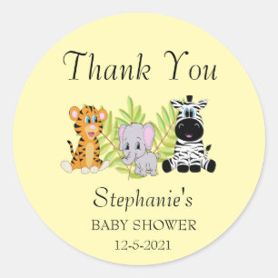 Baby Shower Thank You Animal Safari Jungle Classic Round Sticker