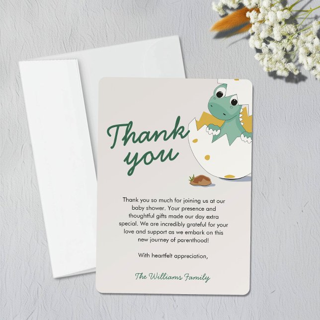 Baby Shower Thank You Baby Dinosaur Hatchling Card (Creator Uploaded)