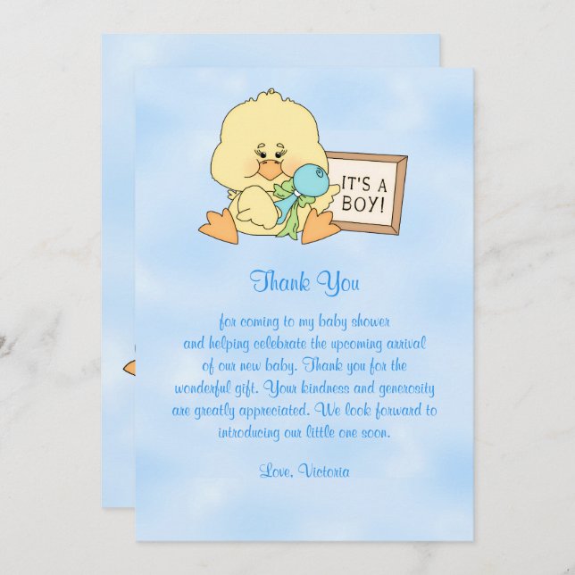 Baby Shower Thank You Baby Duck Invitation (Front/Back)