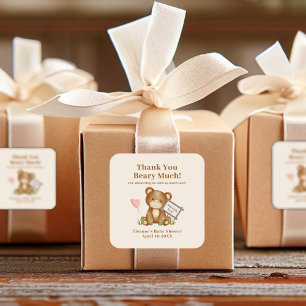 Baby Shower Thank You Beary Much  Square Sticker
