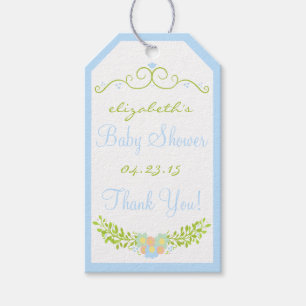 Baby Shower Thank You Blue Floral Wreath Gift Tags