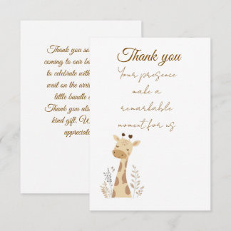 Baby shower thank you card