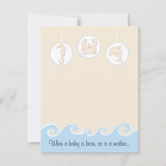 Baby Shower Thank You Card, Blue/Cream Mobile (Front)