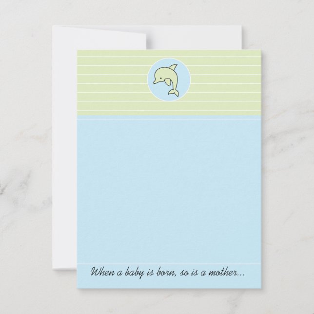 Baby Shower Thank You Card, Blue Dolphin (Front)