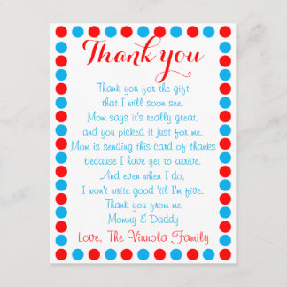 Baby shower thank you card from baby
