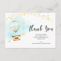 Baby Shower Thank you card hot air balloon animals