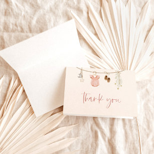 Baby Shower Thank You Card   Pink Girl Baby Shower