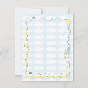 Baby Shower Thank You Card, Yellow/Blue Castle