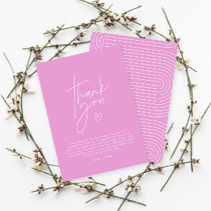 Baby shower thank you cerise pink elegant modern invitation