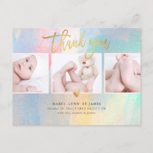 Baby Shower Thank You Colourful Brush Strokes Postcard