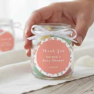 Baby Shower Thank You Floral Heart Classic Round Sticker