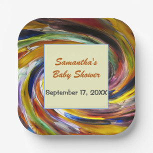 Baby Shower Thank You Gender Neutral Colourful Paper Plate