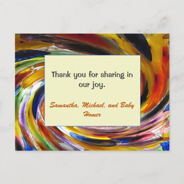 Baby Shower Thank You Gender Neutral Colourful Postcard (Front)