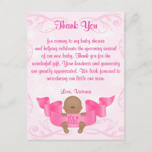 Baby Shower Thank You It's a Girl Baby Girl Postcard