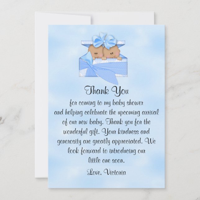 Baby Shower Thank You It's Twins Boy Invitation (Front)