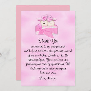 Baby Shower Thank You It's Twins Girl Invitation