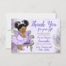 Baby Shower Thank You Lavender Silver