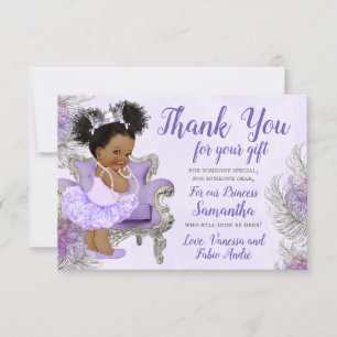 Baby Shower Thank You Lavender Silver Card