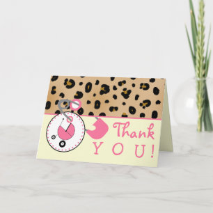 Baby Shower Thank You - Leopard Print & Diaper Pin