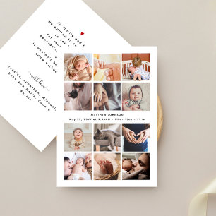 Baby Shower Thank You Minimalist 12 Photo Collage Announcement