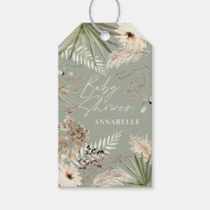 Baby shower thank you modern pampas grass foliage gift tags