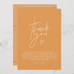 Baby shower thank you orange elegant modern invitation