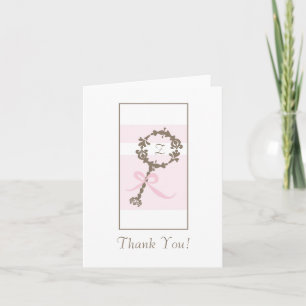 Baby Shower Thank You - Pink Rattle Card
