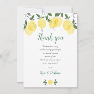 Baby Shower Thank You Poem Lemons Card
