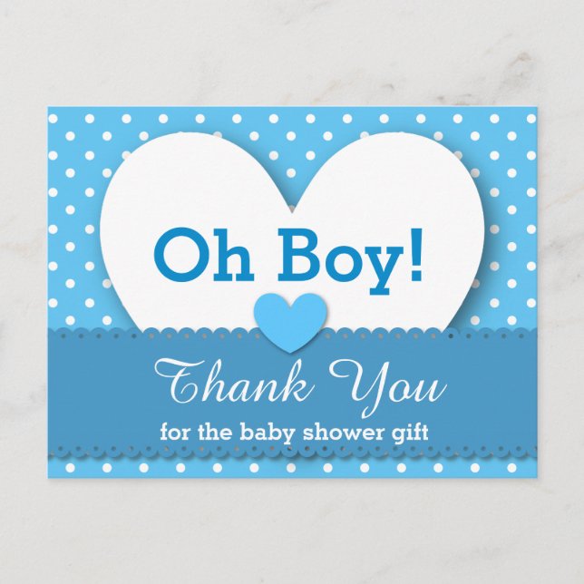 BABY SHOWER THANK YOU Polka Dot V08 BLUE Postcard (Front)