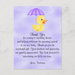 Baby Shower Thank You Rubber Duck Postcard