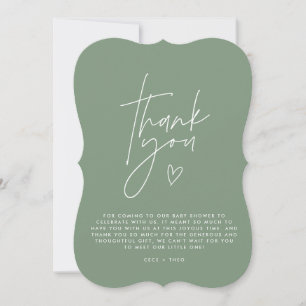Baby shower thank you sage green elegant modern invitation