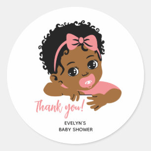 Baby Shower Thank You Sticker Black Girl